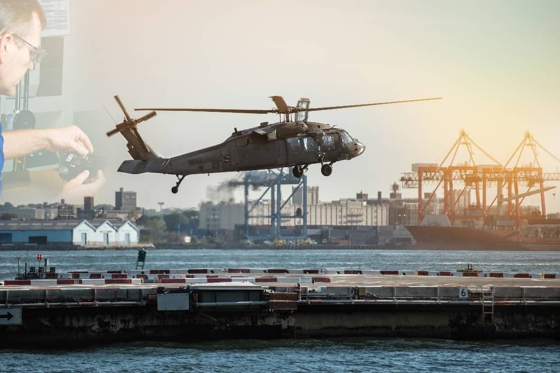 Helicopter landing on ship