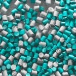 Close up picture of color masterbatch pellets, selective focus.